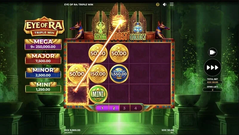 Eye of Ra Triple Win - big line payout after collecting chests